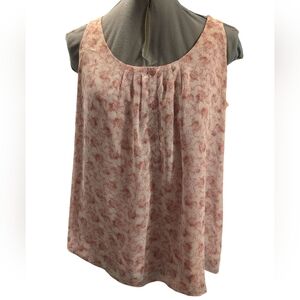 Ann Taylor LOFT Floral Pink Sleeveless Top Womens Size Small‎